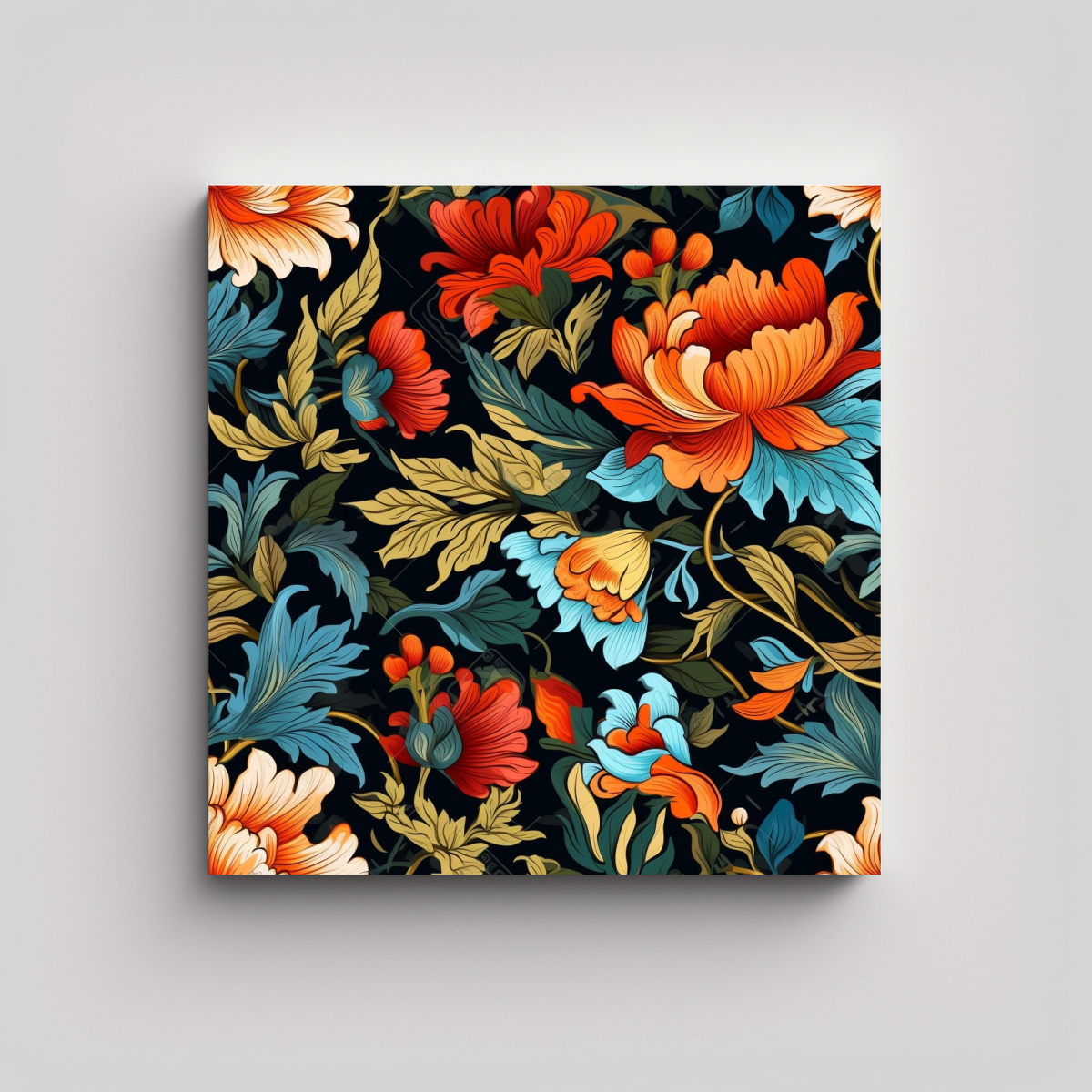 ARTE INTENSO DE BORDADO FLORAL: CUADROS 90X90 CM - 1