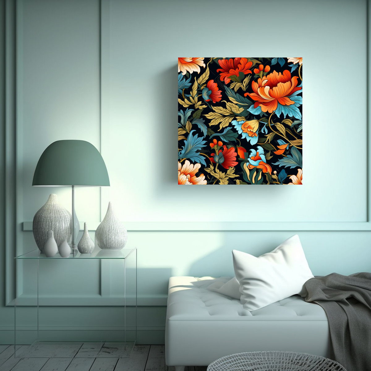 ARTE INTENSO DE BORDADO FLORAL: CUADROS 90X90 CM - 2