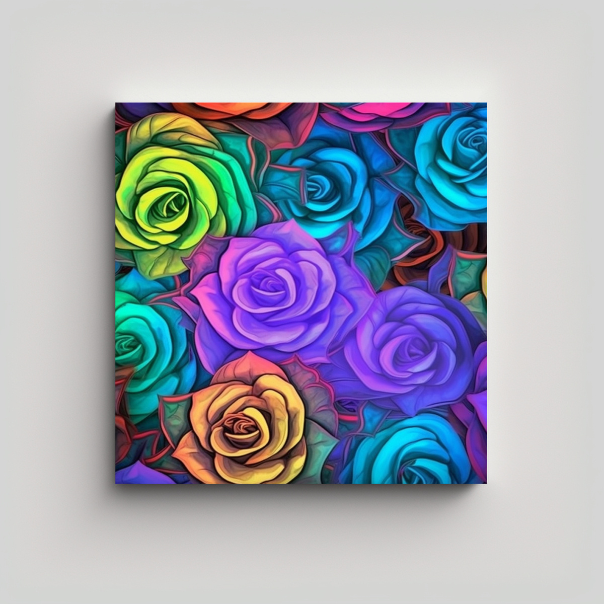 ARTE DE PARED 3D: ROSAS VIBRANTES EN TONOS 70X70 CM - 1