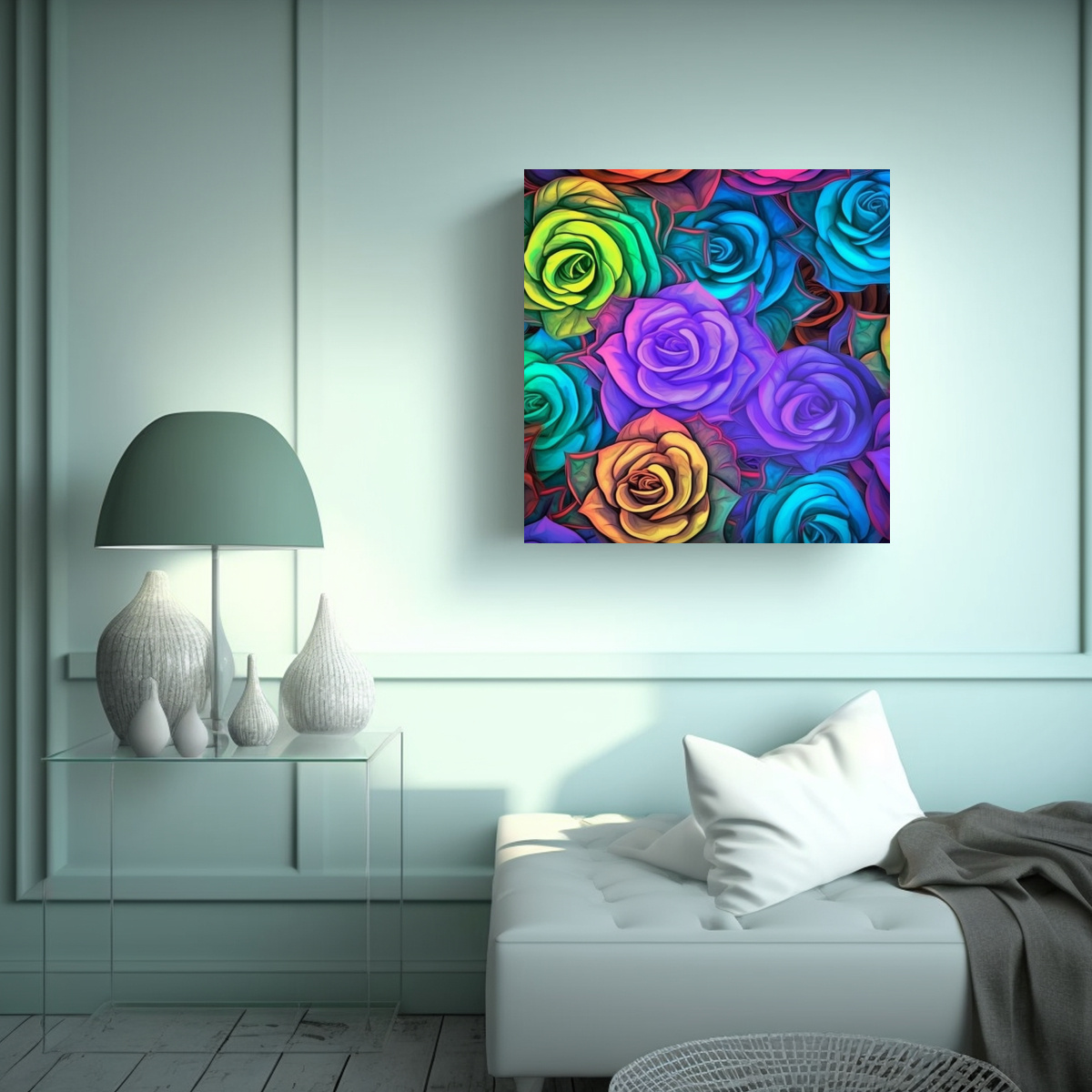 ARTE DE PARED 3D: ROSAS VIBRANTES EN TONOS 70X70 CM - 2