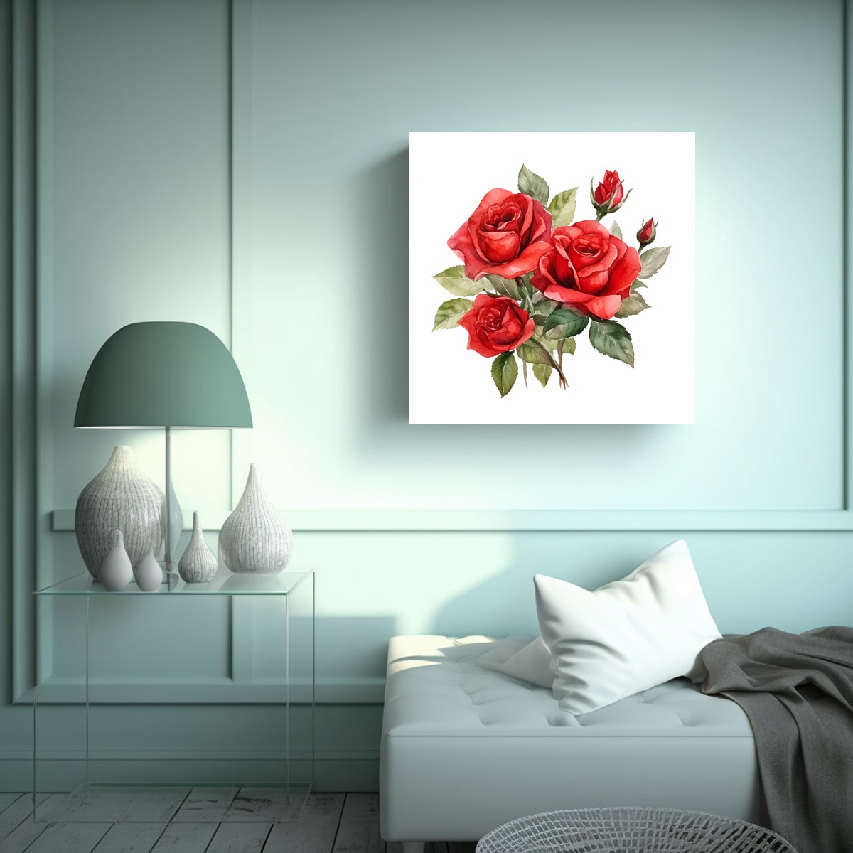 CUADROS MODERNOS ALEGRE CON DISEÑO DE ROSAS 70X70 CM - 2