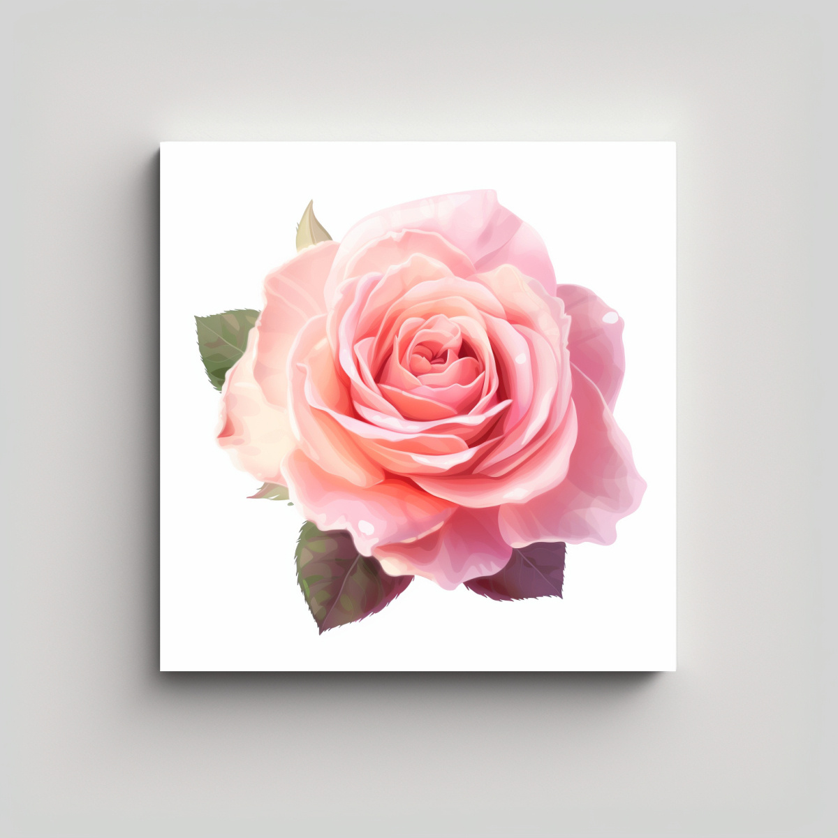 ROSA DELICADA EN LIENZO ABSTRACTO: CUADRO 90X90 CM - 1
