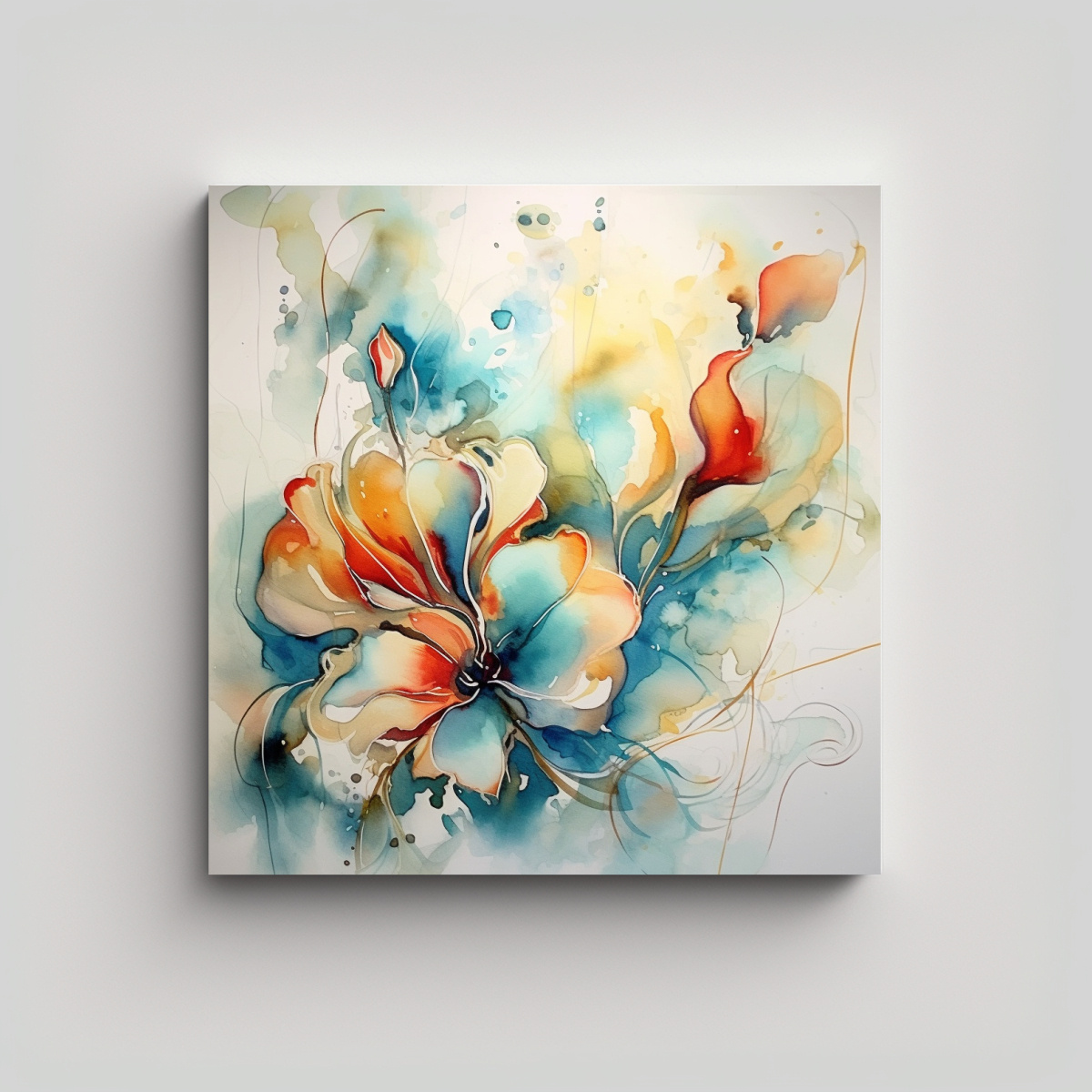 CUADRO DECORATIVO TELA SUBLIMADA FLORAL ABSTRACTO 80X80 CM - 1