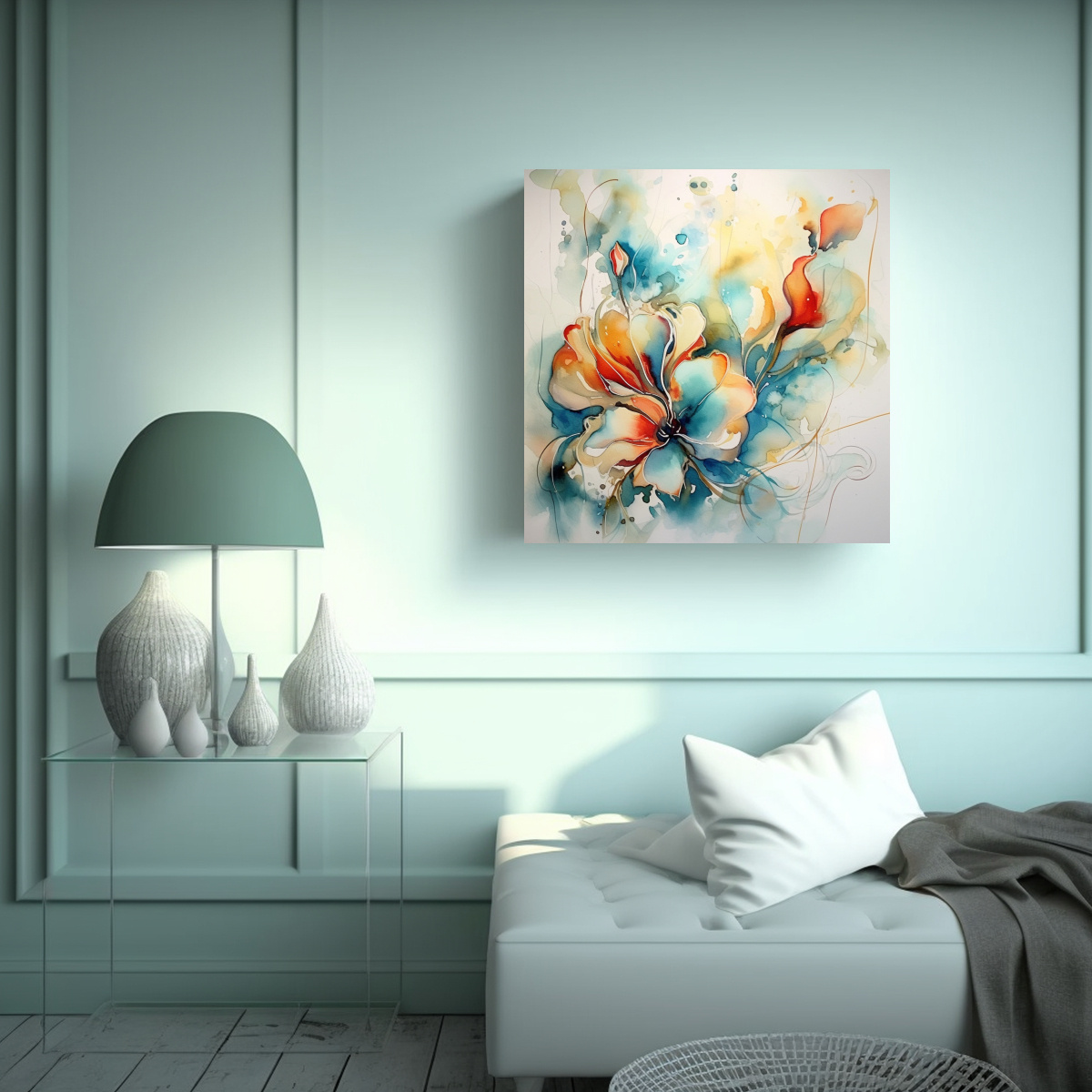 CUADRO DECORATIVO TELA SUBLIMADA FLORAL ABSTRACTO 80X80 CM - 2