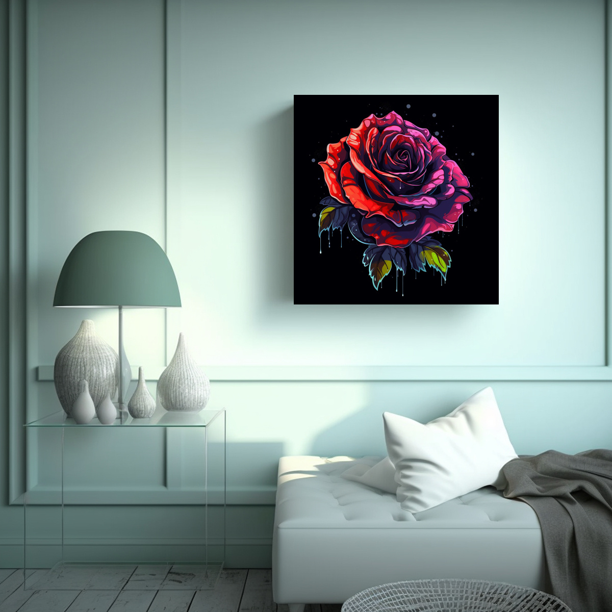 COMPOSICIÓN DE ROSA ESTILO ANIME EN MOVIMIENTO 30X30 CM - 2