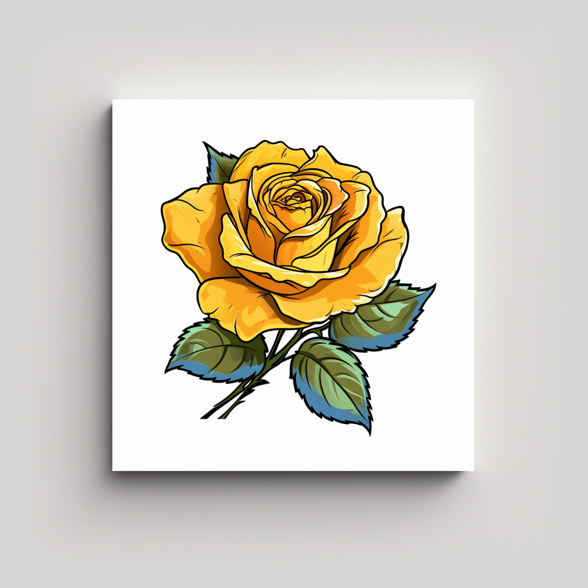 CUADRO MODERNO DE ROSA AMARILLA: PERSONALIDAD EN 80X80 CM - 1