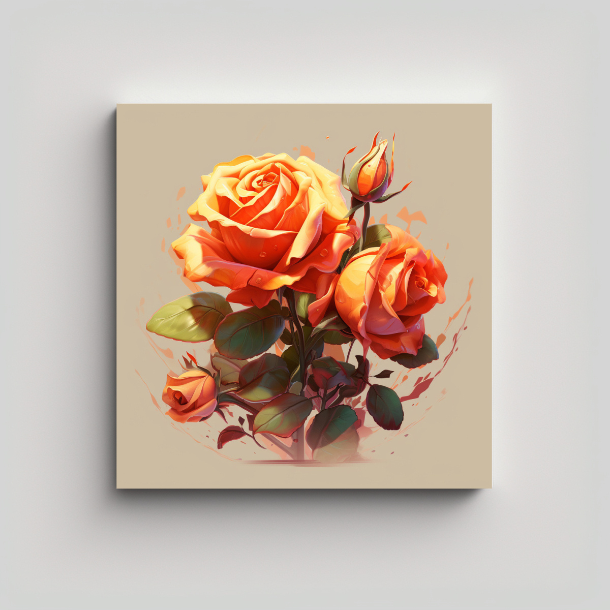 ILUSTRACIÓN LUMINOSA DE ROSA: COMPOSICIÓN 60X60 CM - 1