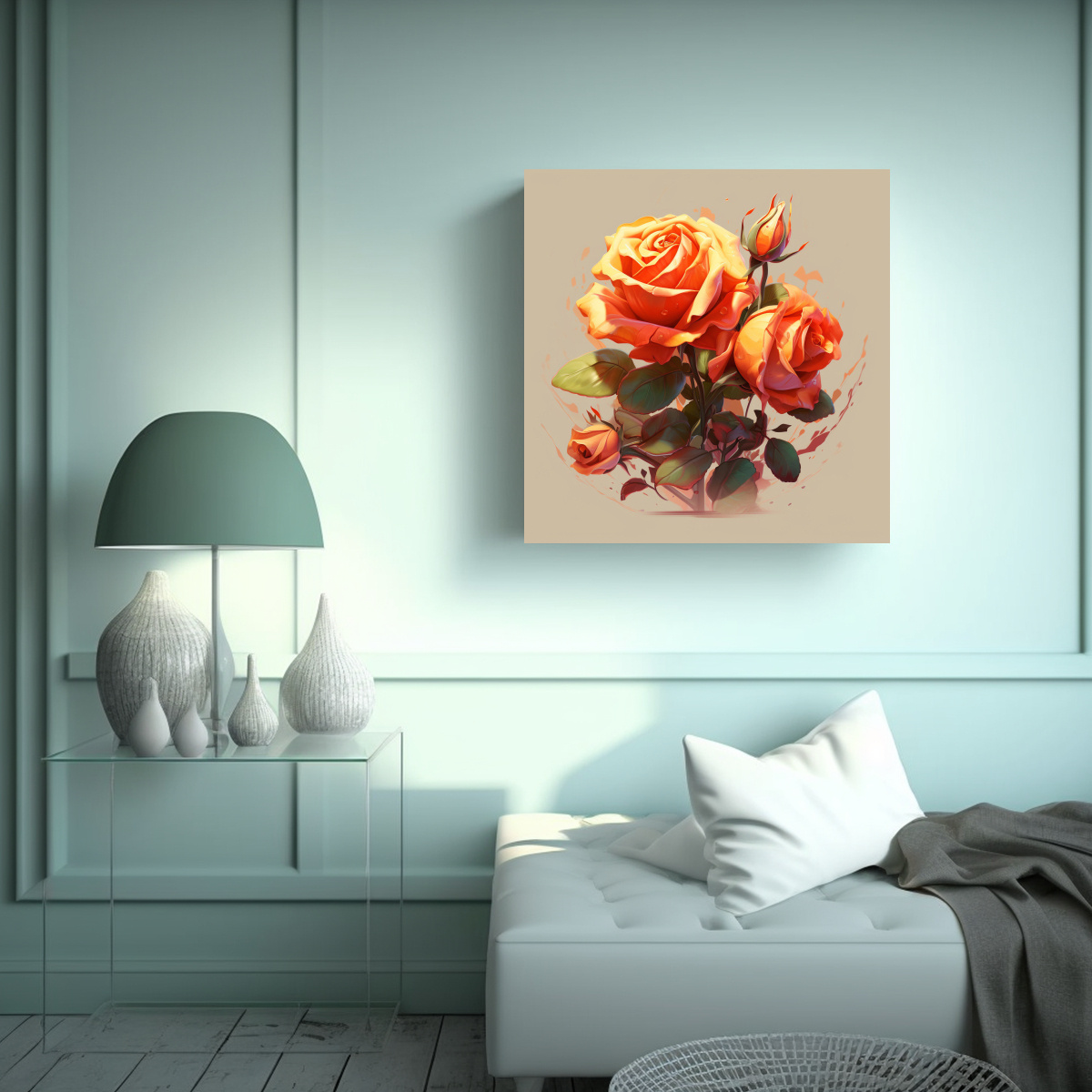 ILUSTRACIÓN LUMINOSA DE ROSA: COMPOSICIÓN 60X60 CM - 2
