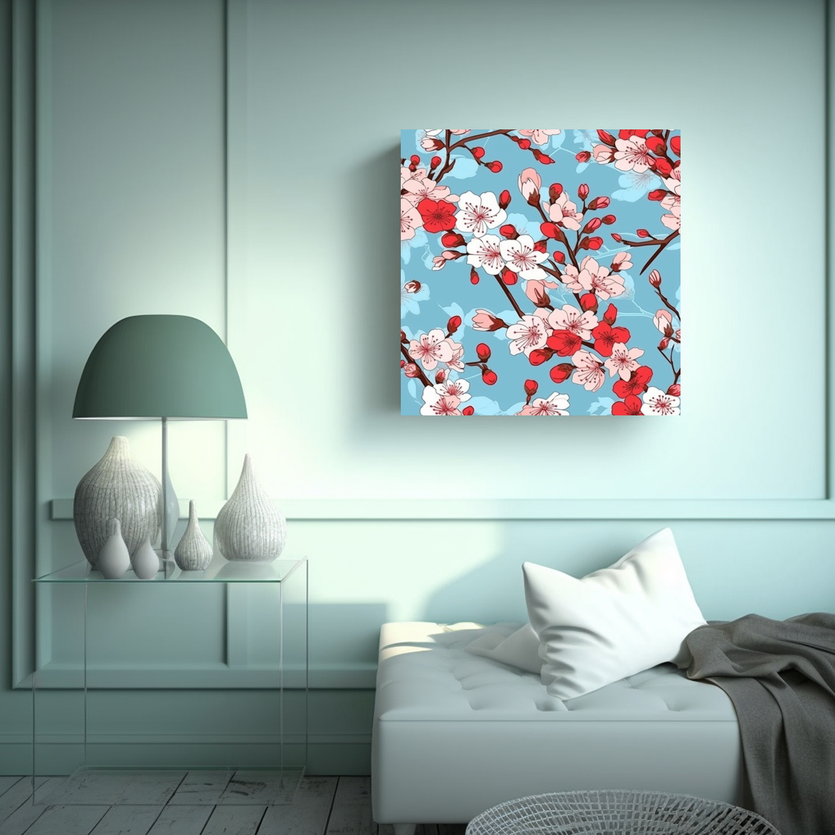 CUADRO DE COMPOSICIÓN CON PATRÓN JAPONÉS DE 80X80 CM - 2