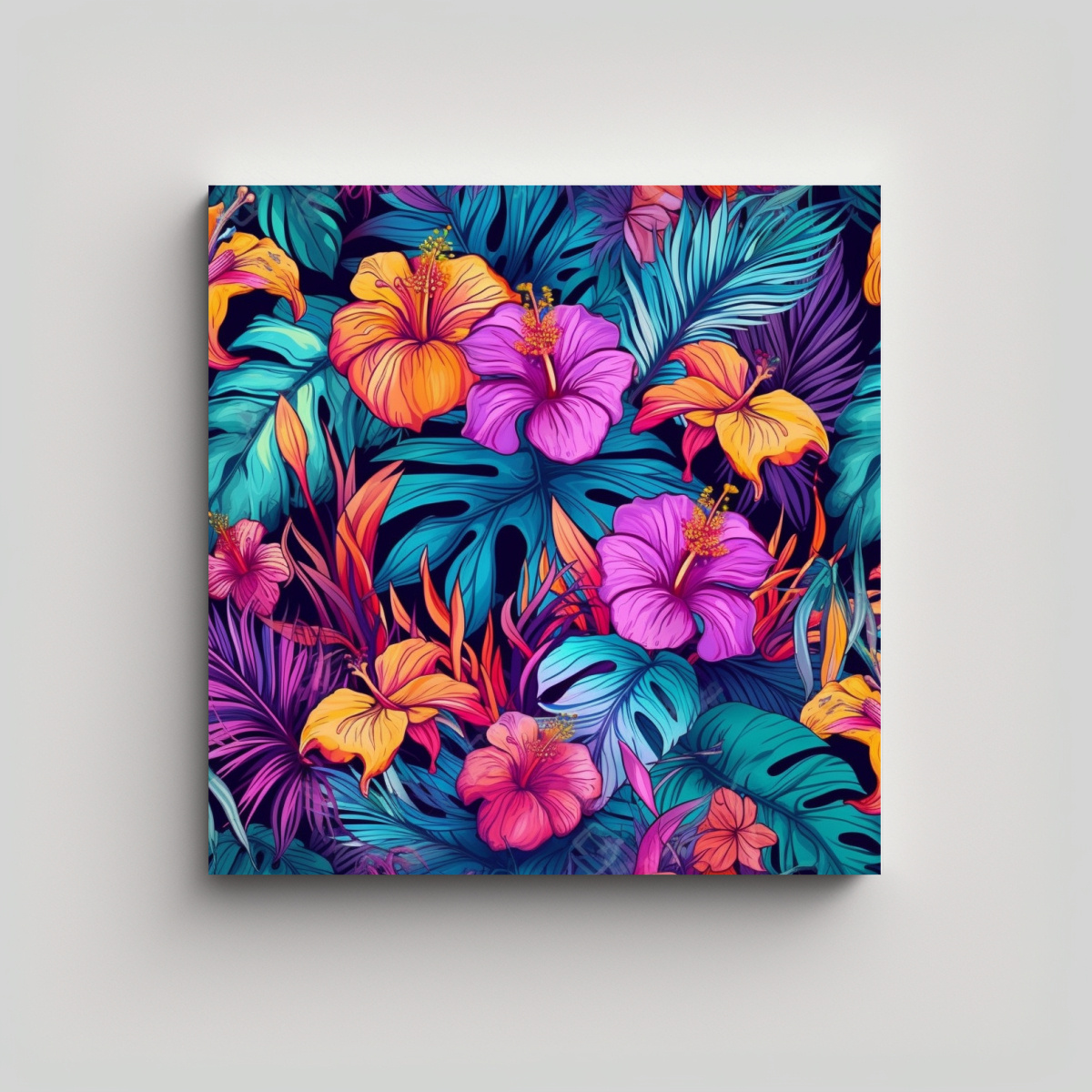 ARTE CLÁSICO TROPICAL EN LIENZO: ESTAMPADO 90X90 CM - 1