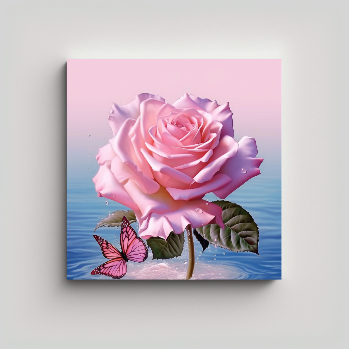 ARTE DE PARED - ROSA GRANDE Y HERMOSA EN VISTA 40X40 CM - 1
