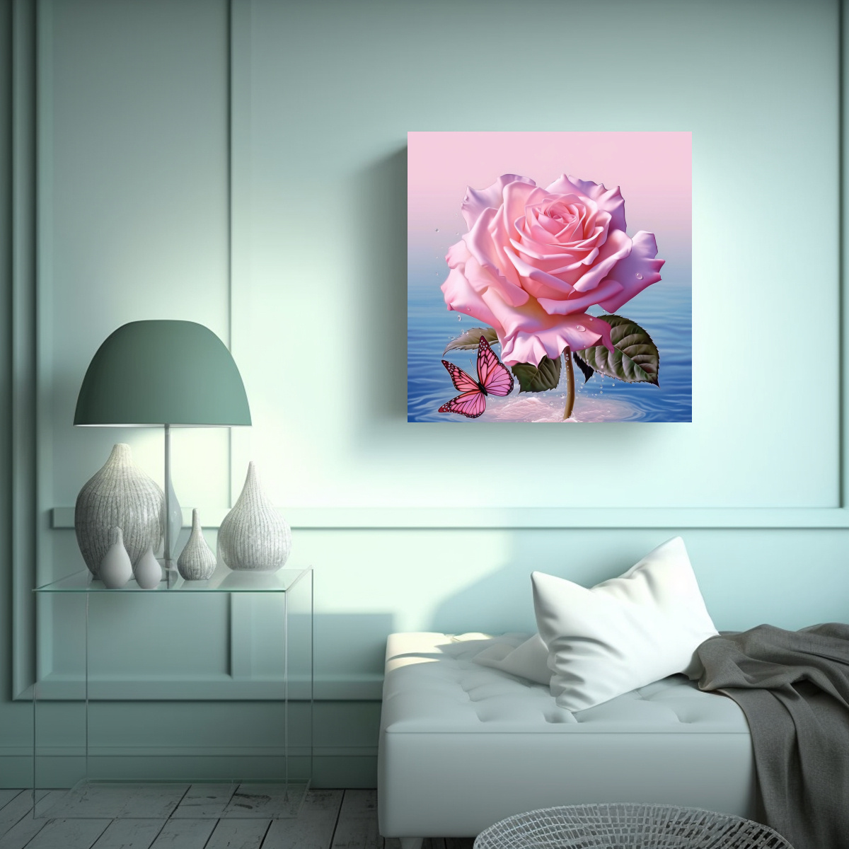 ARTE DE PARED - ROSA GRANDE Y HERMOSA EN VISTA 40X40 CM - 2