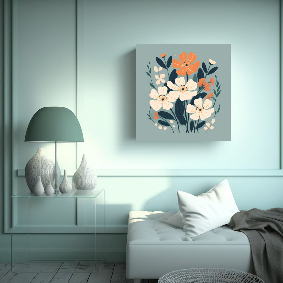 ILUSTRACIÓN LINDA DE FLORES EN CUADRO DECORATIVO 100X100 CM - 2