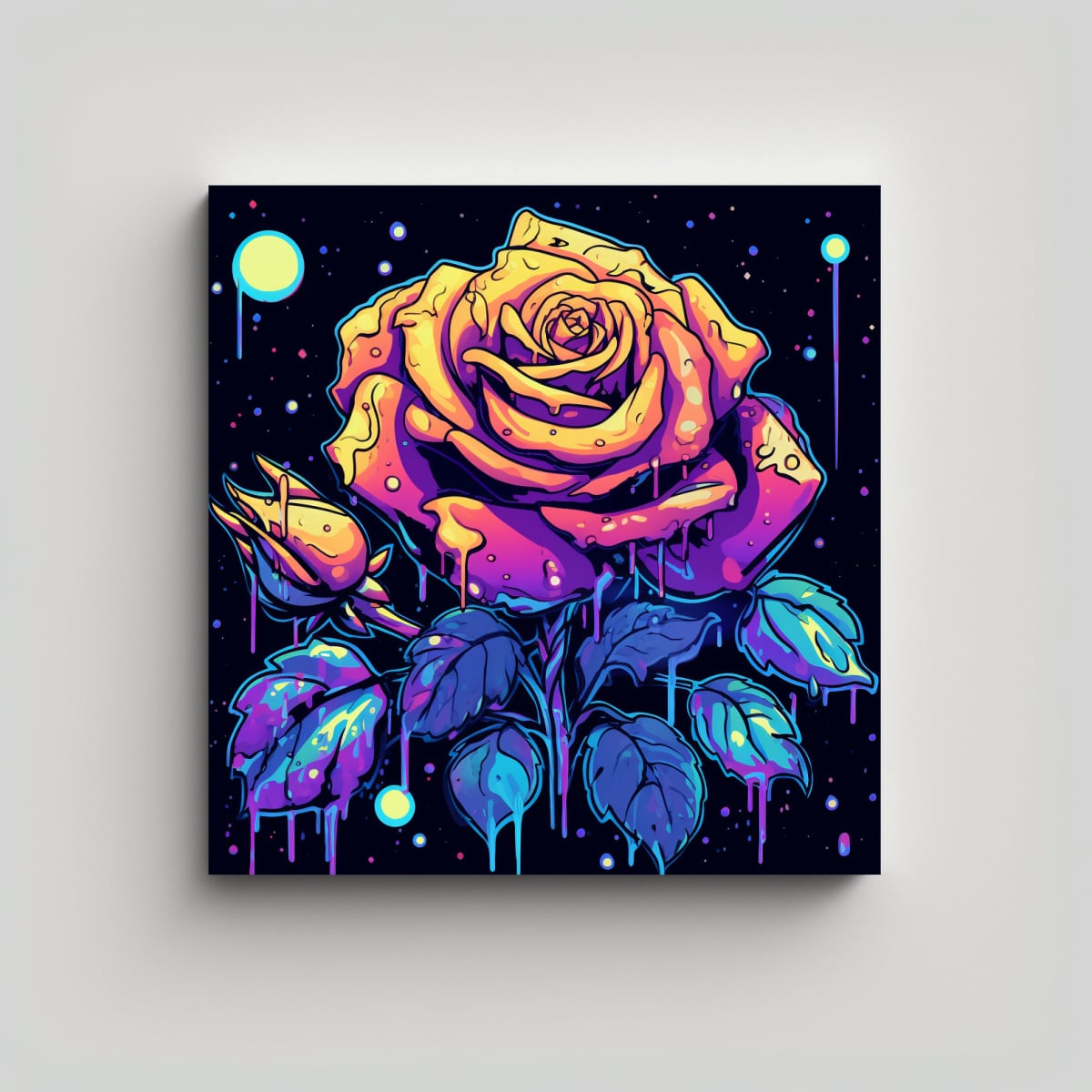 CUADRO SURREALISTA DE ROSA SUMERGIDA EN AGUA EN 100X100 CM - 1