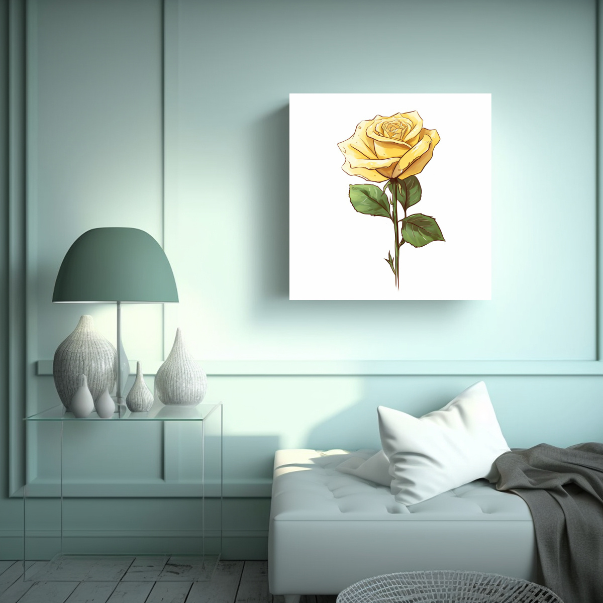 CUADROS DE ROSAS AMARILLAS LINEALES PARA 30X30 CM - 2