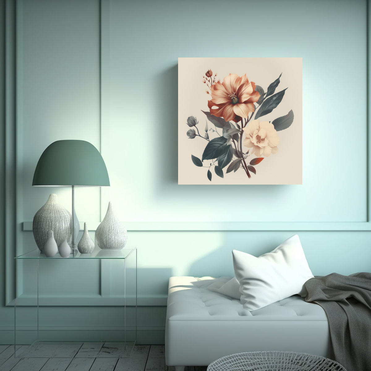 BELLEZA VANGUARDISTA: CUADRO DECORATIVO FLORAL EN 70X70 CM - 2