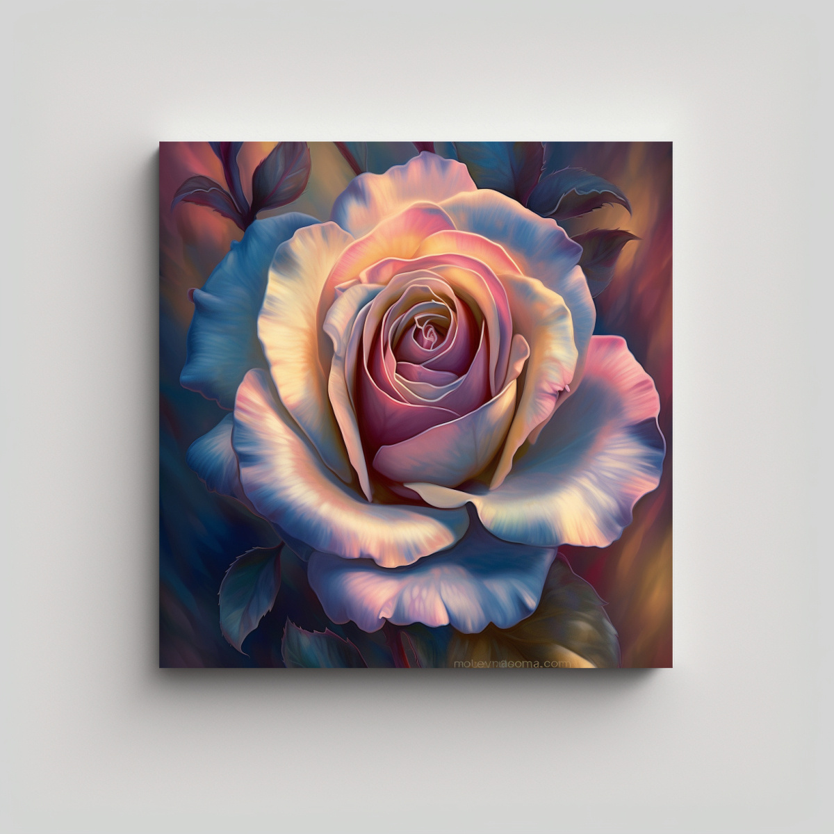 CANVA DECORATIVO: ROSA MULTICOLOR PROFUNDA EN 50X50 CM - 1
