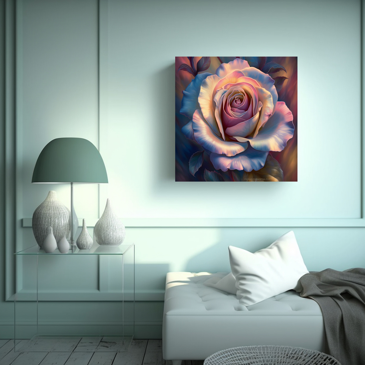 CANVA DECORATIVO: ROSA MULTICOLOR PROFUNDA EN 50X50 CM - 2