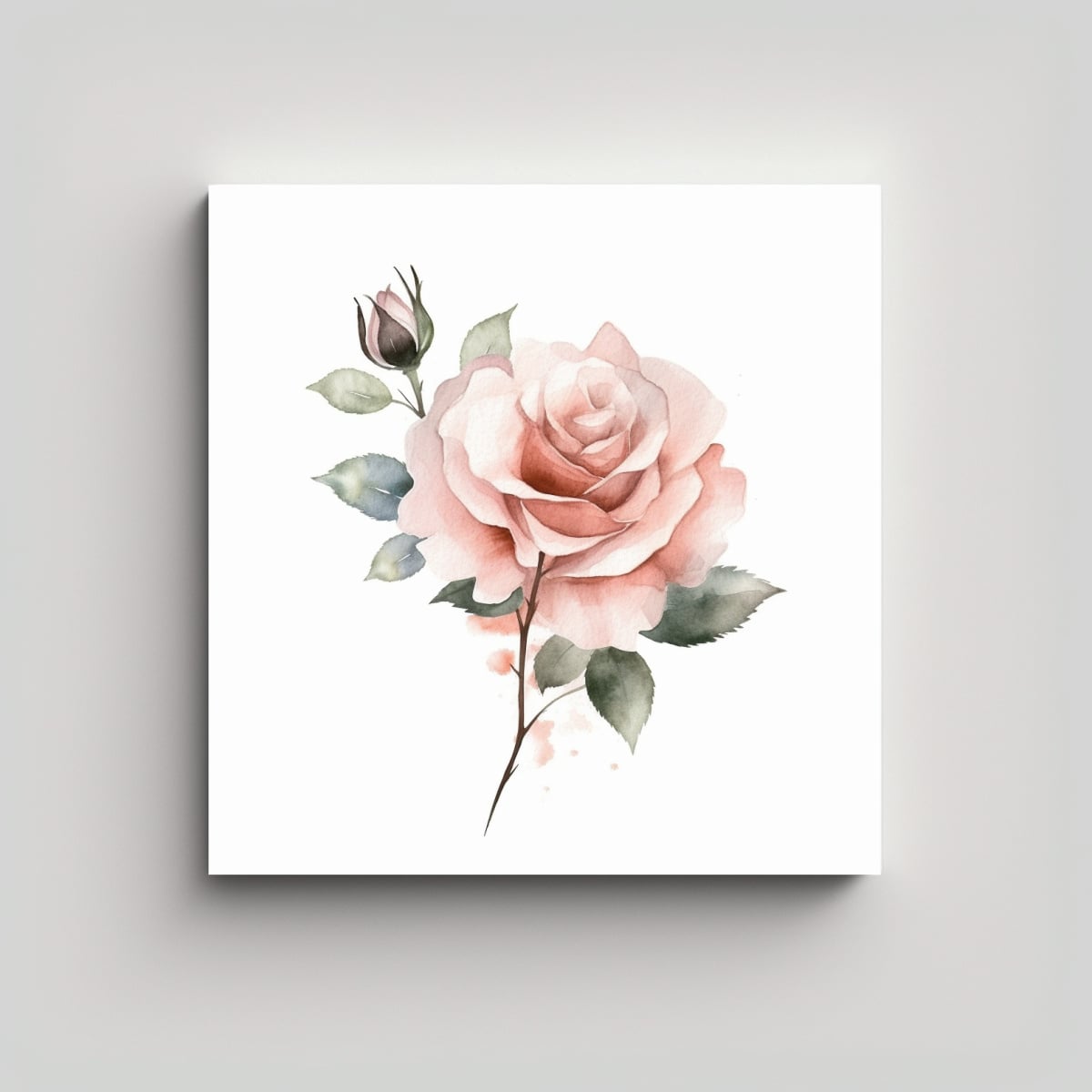 COMPOSICIÓN MINIMALISTA DE ROSA EN LIENZO CON 40X40 CM - 1