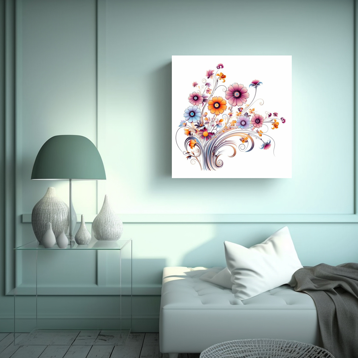 ARTE JUVENIL Y DISEÑO DE PAISAJE FLORAL - 60X60 CM - 2