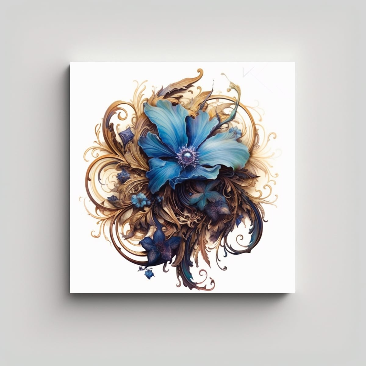 ARTE MAJESTUOSO DE HISTORIA CREATIVA: FLOR AZUL 90X90 CM - 1