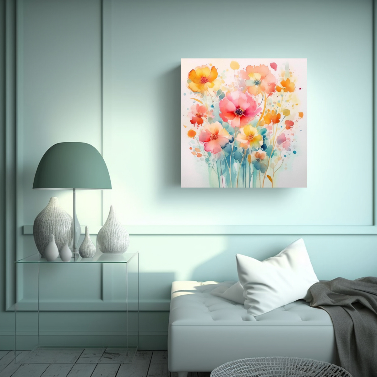 CUADROS DECORATIVOS CONCEPTUALES CANVA CON FLORES 60X60 CM - 2