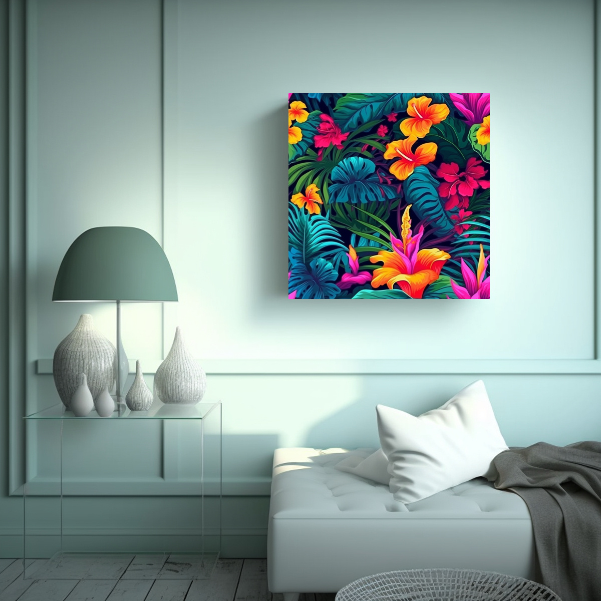 CUADRO JUVENIL 4K DE PLANTAS Y FLORES TROPICALES 30X30 CM - 2