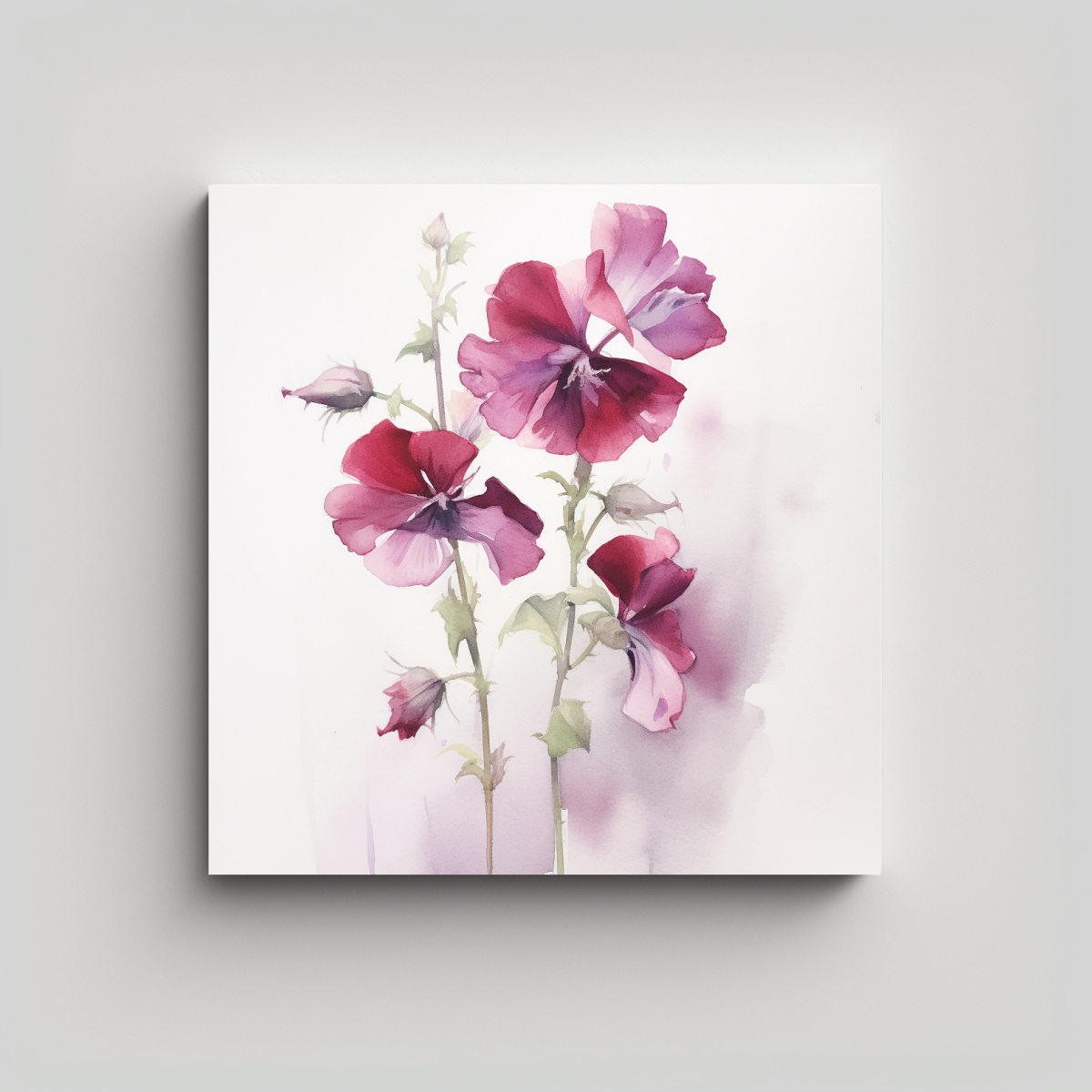 CUADRO DECORATIVO DE PETUNIAS CON FINAS LÍNEAS 40X40 CM - 1