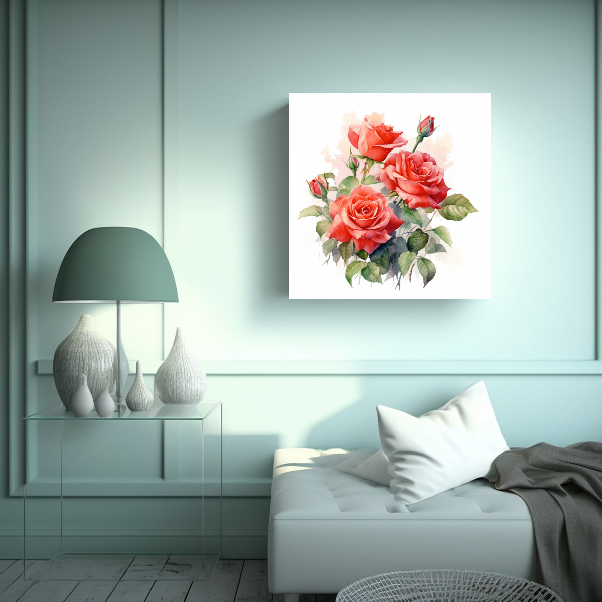 CUADRO DE ROSAS ROJAS ESTRELLADAS EN MOVIMIENTO - 20X20 CM - 2