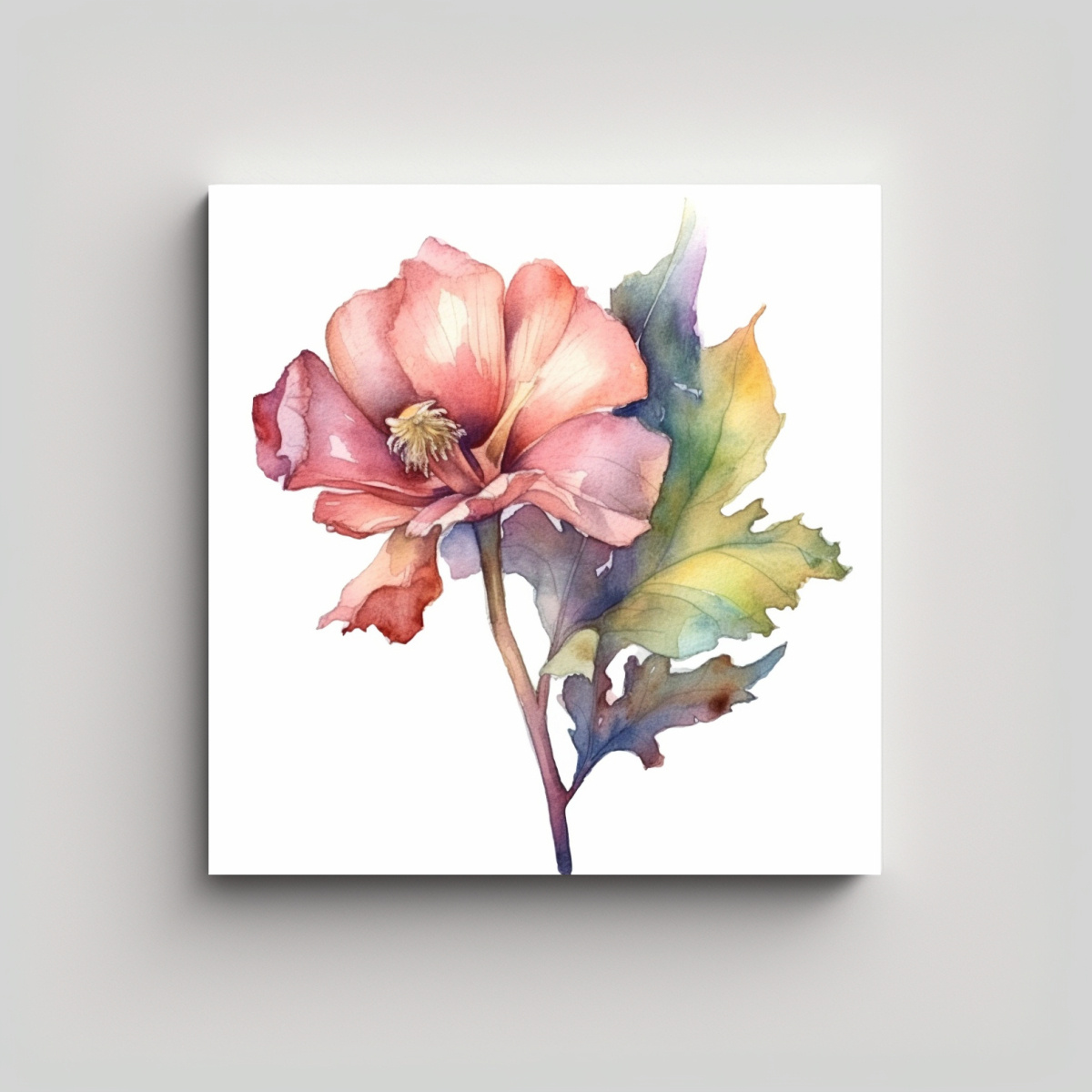 CUADRO BOTÁNICO INTENSO: FLOR EN ACUARELA Y 40X40 CM - 1