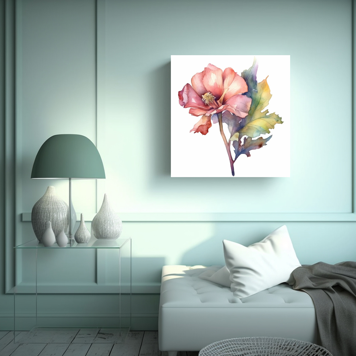 CUADRO BOTÁNICO INTENSO: FLOR EN ACUARELA Y 40X40 CM - 2