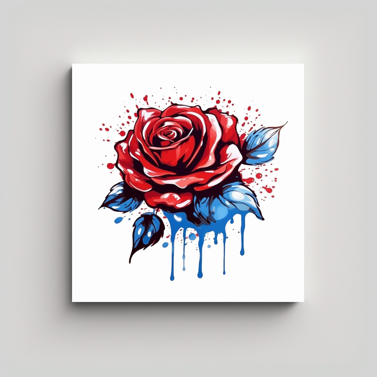 ARTE CALLEJERO MODERNO: GRAFFITI DE ROSA ROJA EN 90X90 CM - 1