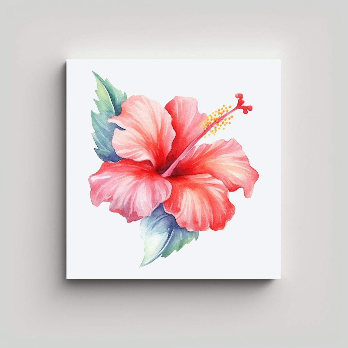 CLIPART URBANO DE HIBISCUS EN ACUARELA 60X60 CM - 1