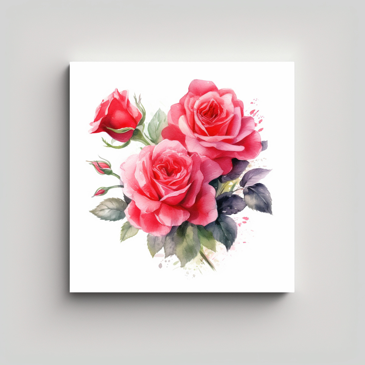 CUADRO DECORATIVO DE ROSAS ROJAS EN PASTEL: ARTE 90X90 CM - 1