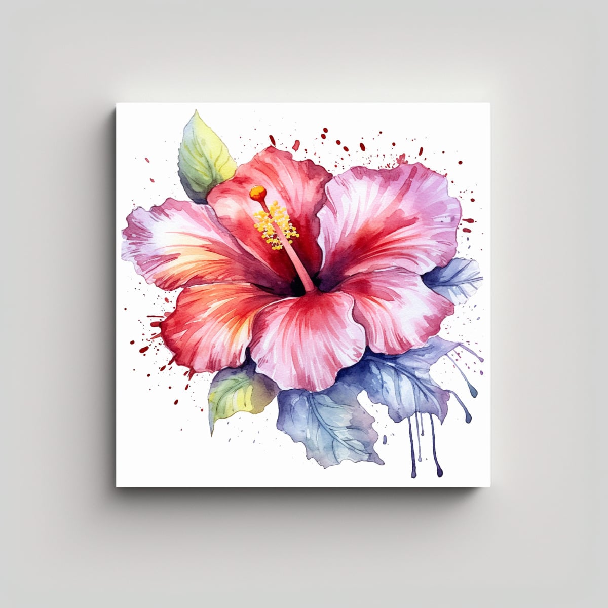 CUADRO SURREALISTA DE HIBISCUS MULTICOLOR EN 80X80 CM - 1