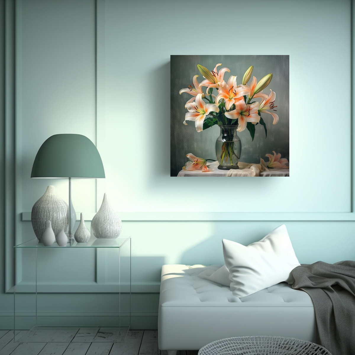 ESQUEMA INSPIRADOR DE FLORES DE LIRIO EN TELA 90X90 CM - 2