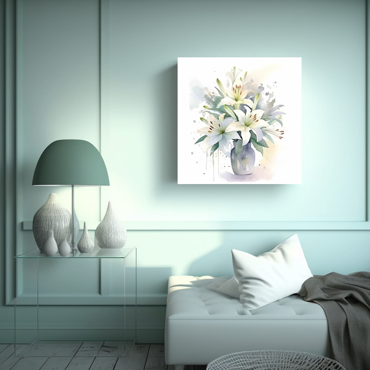 EXPOSICIÓN CUADRO MODERNO: LILLIES EN TONOS Y 50X50 CM - 2