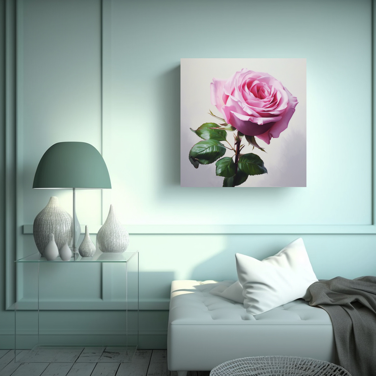 TÉCNICA DE PINCEL AL ÓLEO: ROSA ROSA ABSTRACTA 60X60 CM - 2