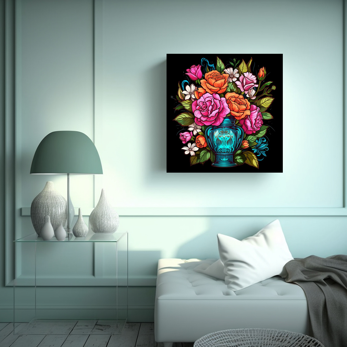 ILUSTRACIÓN DINÁMICA Y COLORIDA DE ALTA 90X90 CM - 2