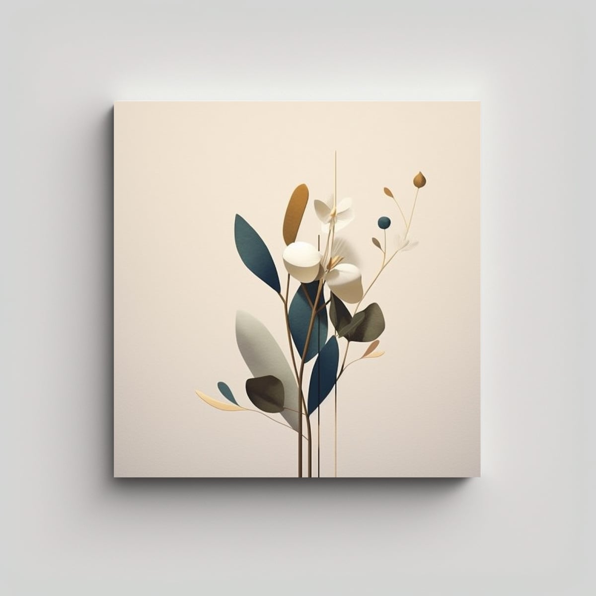 ARTE MINIMALISTA BOTÁNICO EN LIENZO DE TELA CON 50X50 CM - 1