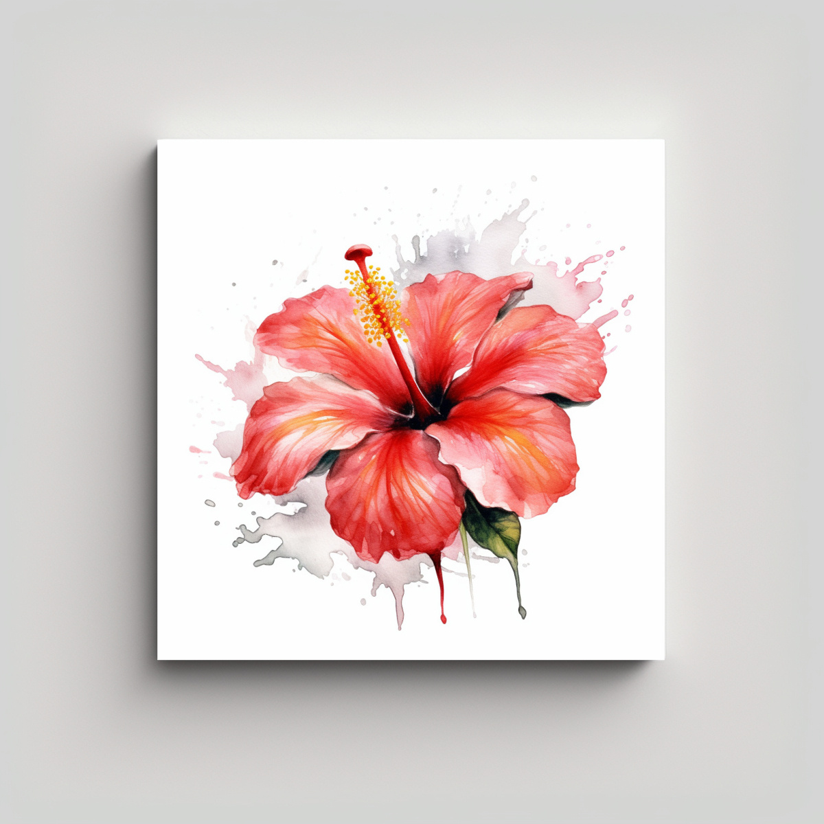CLÁSICO LIENZO DE HIBISCUS REALISTA CON 50X50 CM - 1
