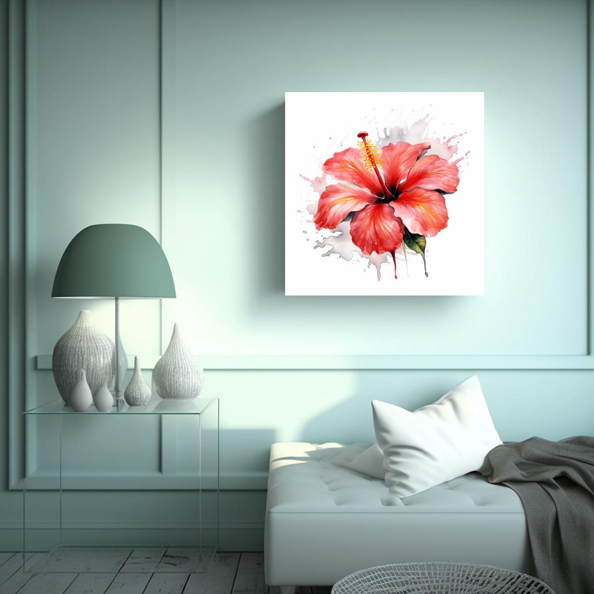 CLÁSICO LIENZO DE HIBISCUS REALISTA CON 50X50 CM - 2
