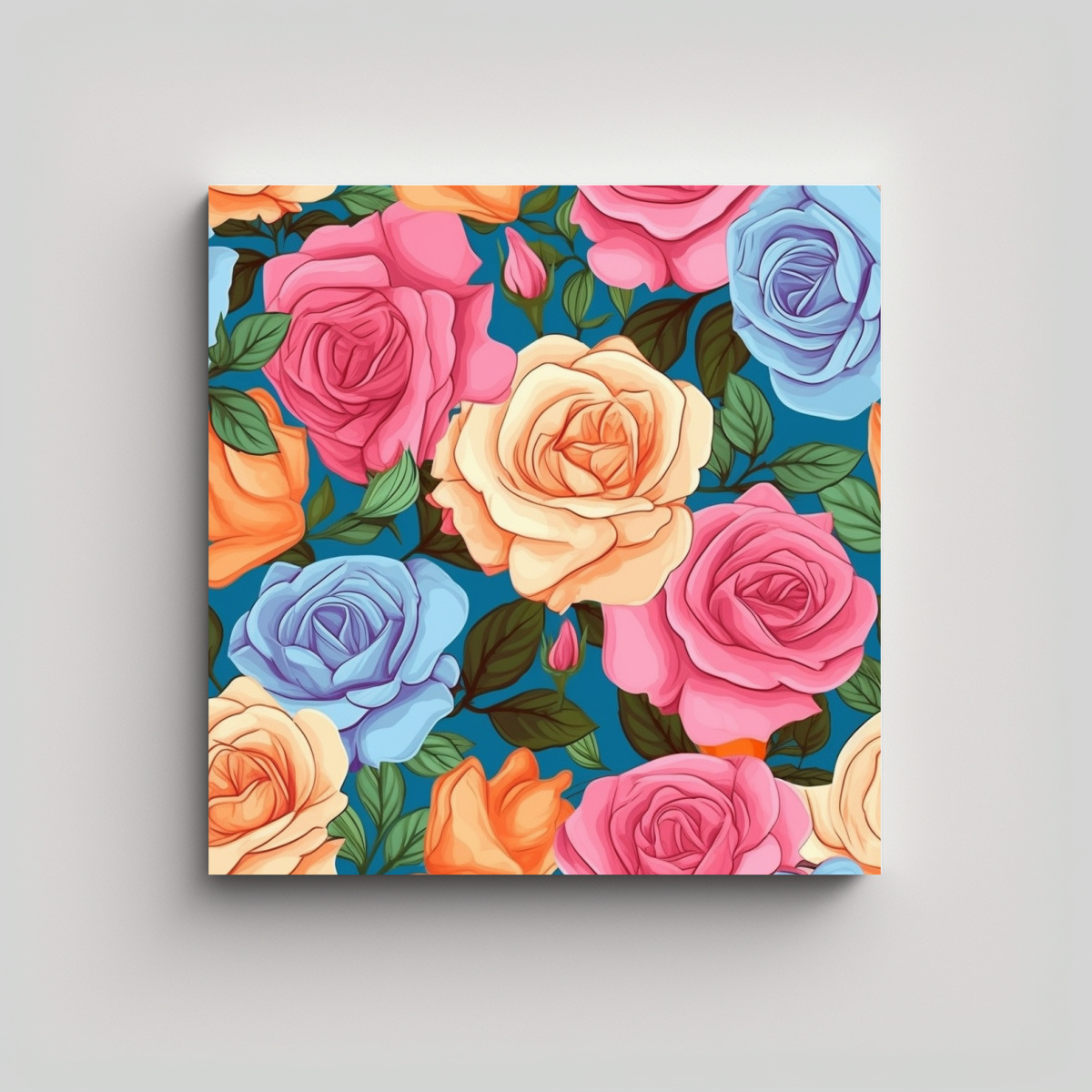 CUADRO RESISTENTE CON INTENSO PATRÓN DE ROSAS EN 30X30 CM - 1