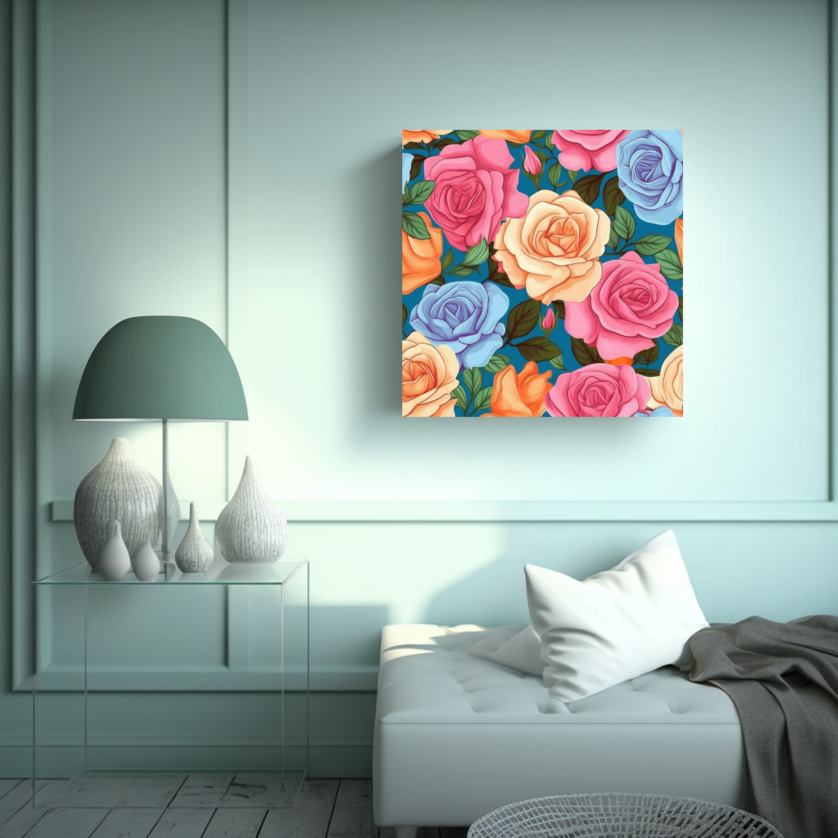 CUADRO RESISTENTE CON INTENSO PATRÓN DE ROSAS EN 30X30 CM - 2