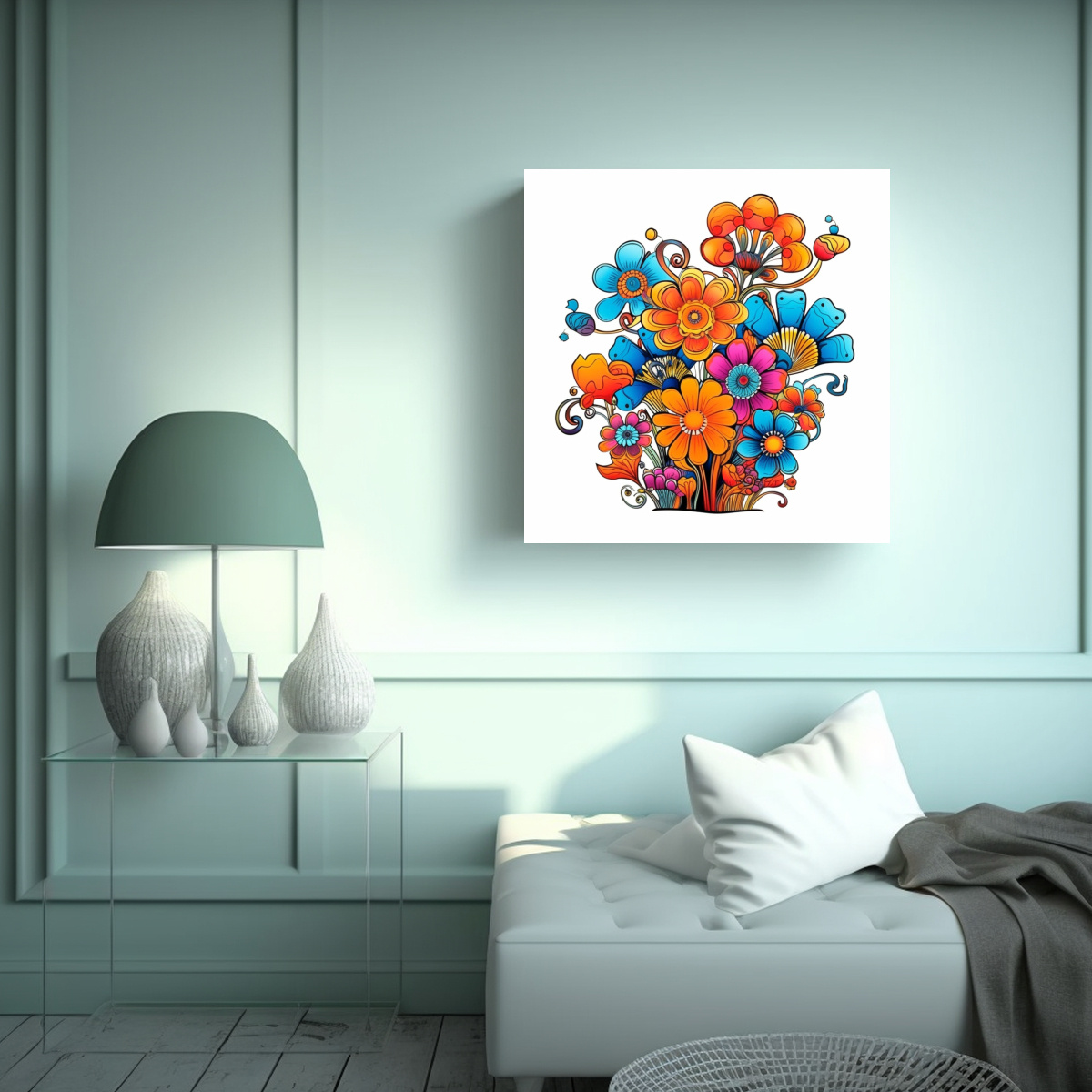 ILUSTRACIÓN MÁGICA DE FLORES ABSTRACTAS 20X20 CM - 2