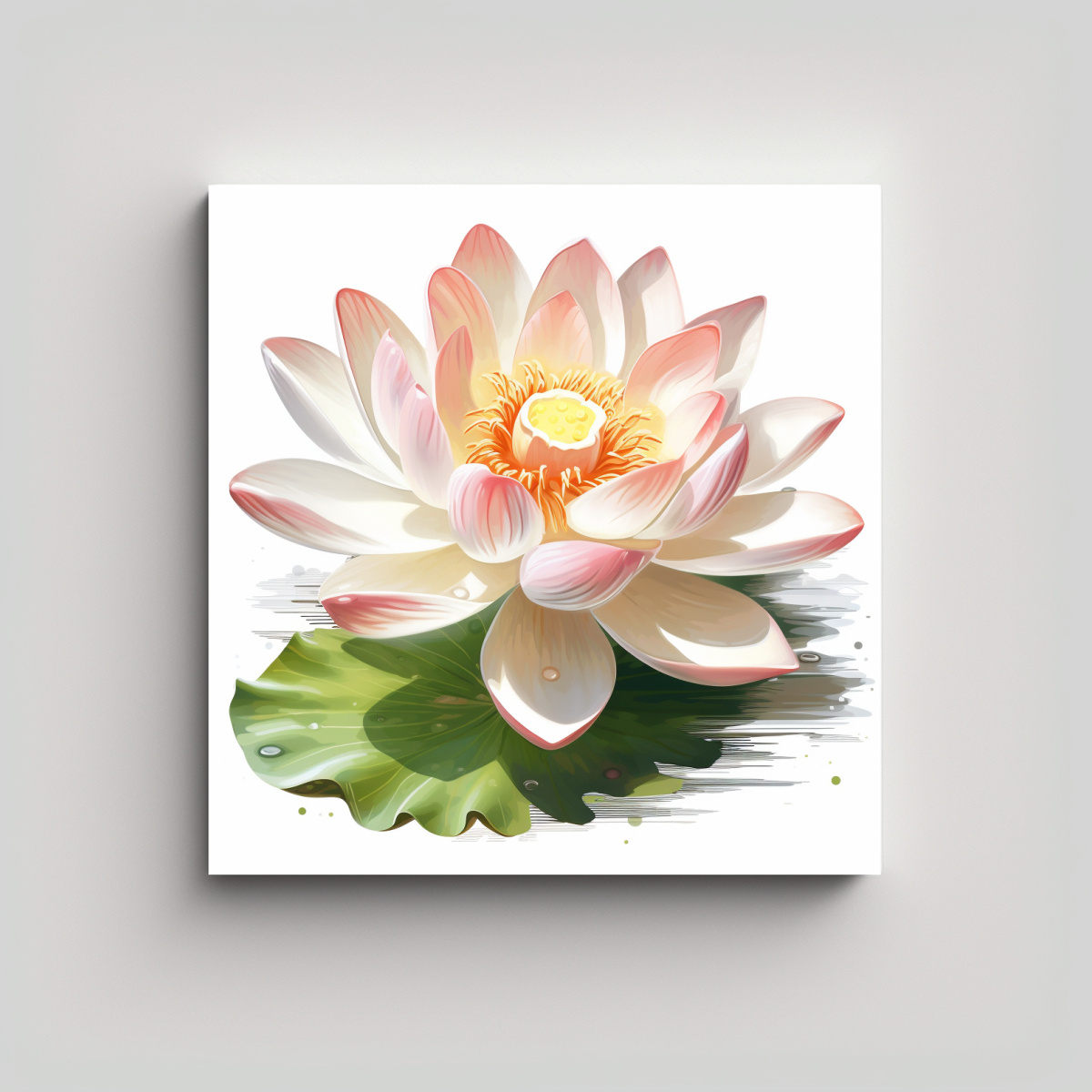 CUADRO DECORATIVO SIMÉTRICO: LOTUS EN ÓLEO CON 100X100 CM - 1