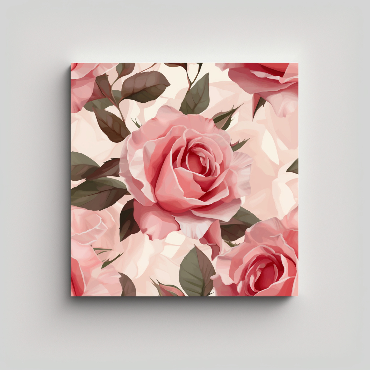 CUADROS DECORATIVOS: ROSA PINK ESTILO DA VINCI EN 100X100 CM - 1