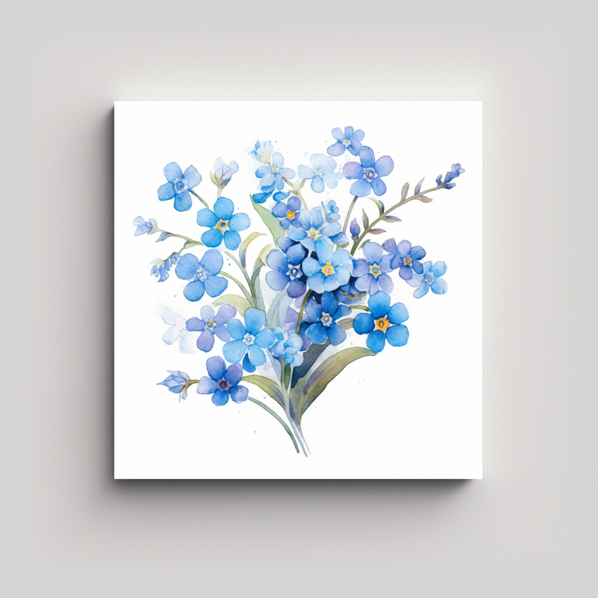 CUADRO ABSTRACTO LUMINOSO CON FLORES FORGET-ME-NOT 40X40 CM - 1