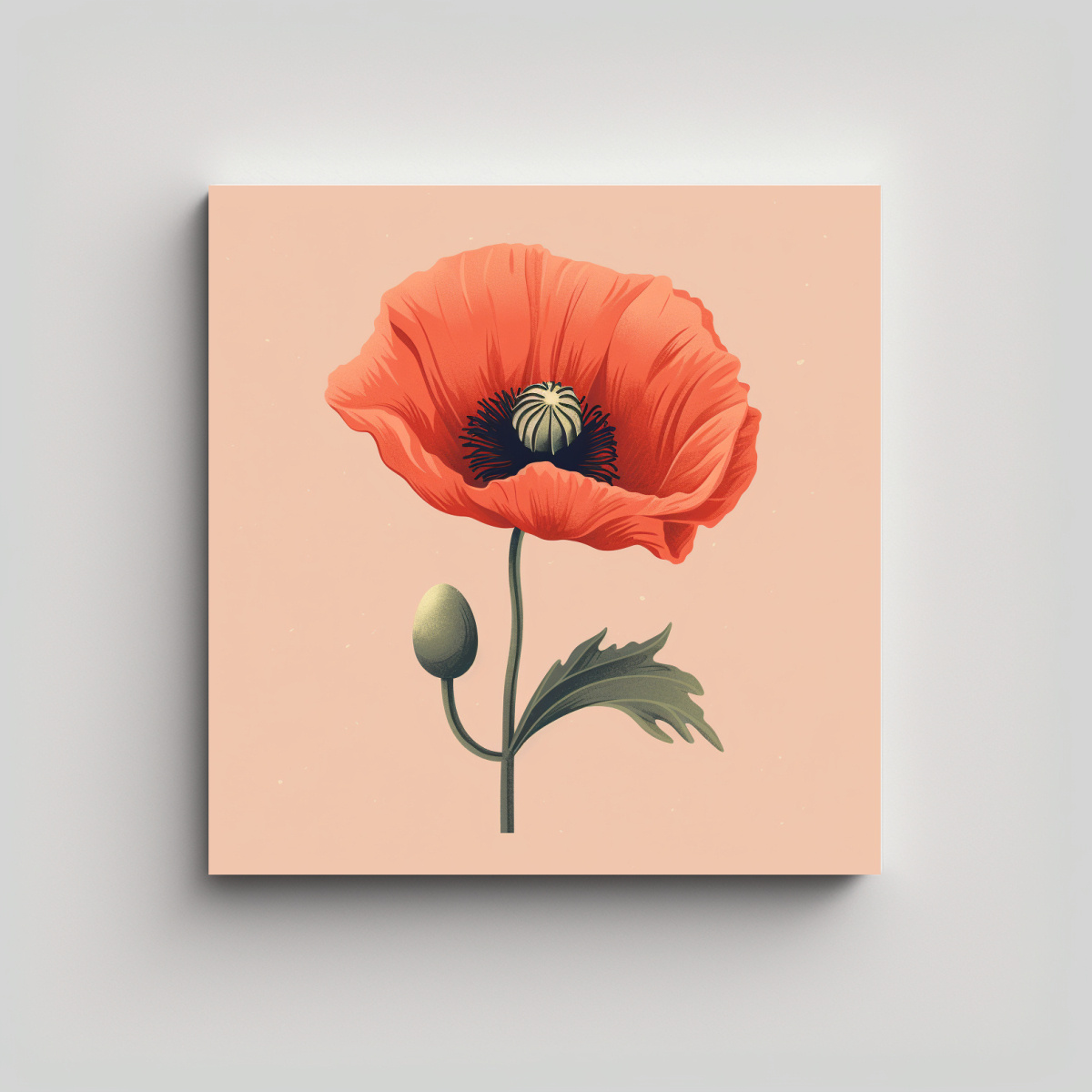 ILUSTRACIÓN REALISTA DE AMAPOLA: COMPOSICIÓN 30X30 CM - 1