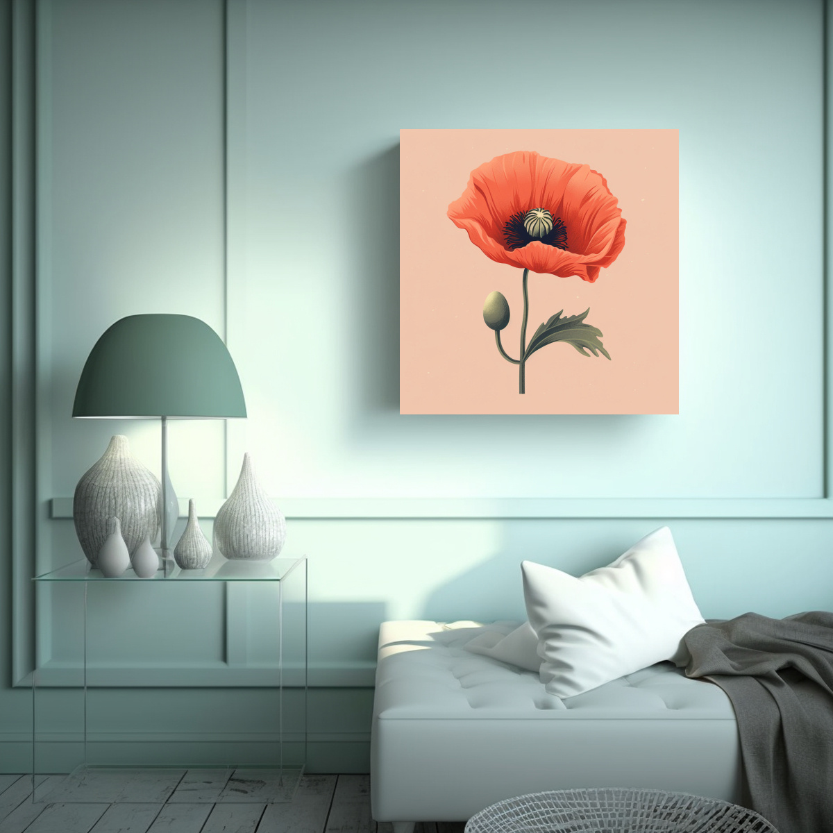 ILUSTRACIÓN REALISTA DE AMAPOLA: COMPOSICIÓN 30X30 CM - 2